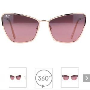 Maui Jim super thin cat eyed rose tinted glasses.